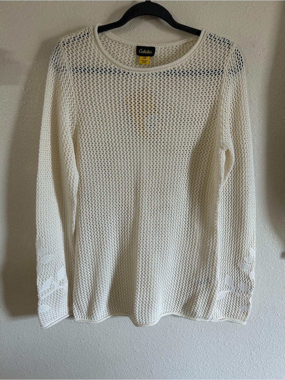 Cabela's Cream Open-Knit Scoop Neck Sweater